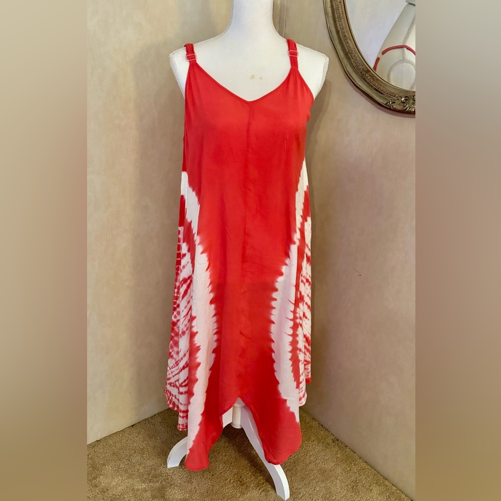 New, never worn, coral & white, adjustable strap, Size L